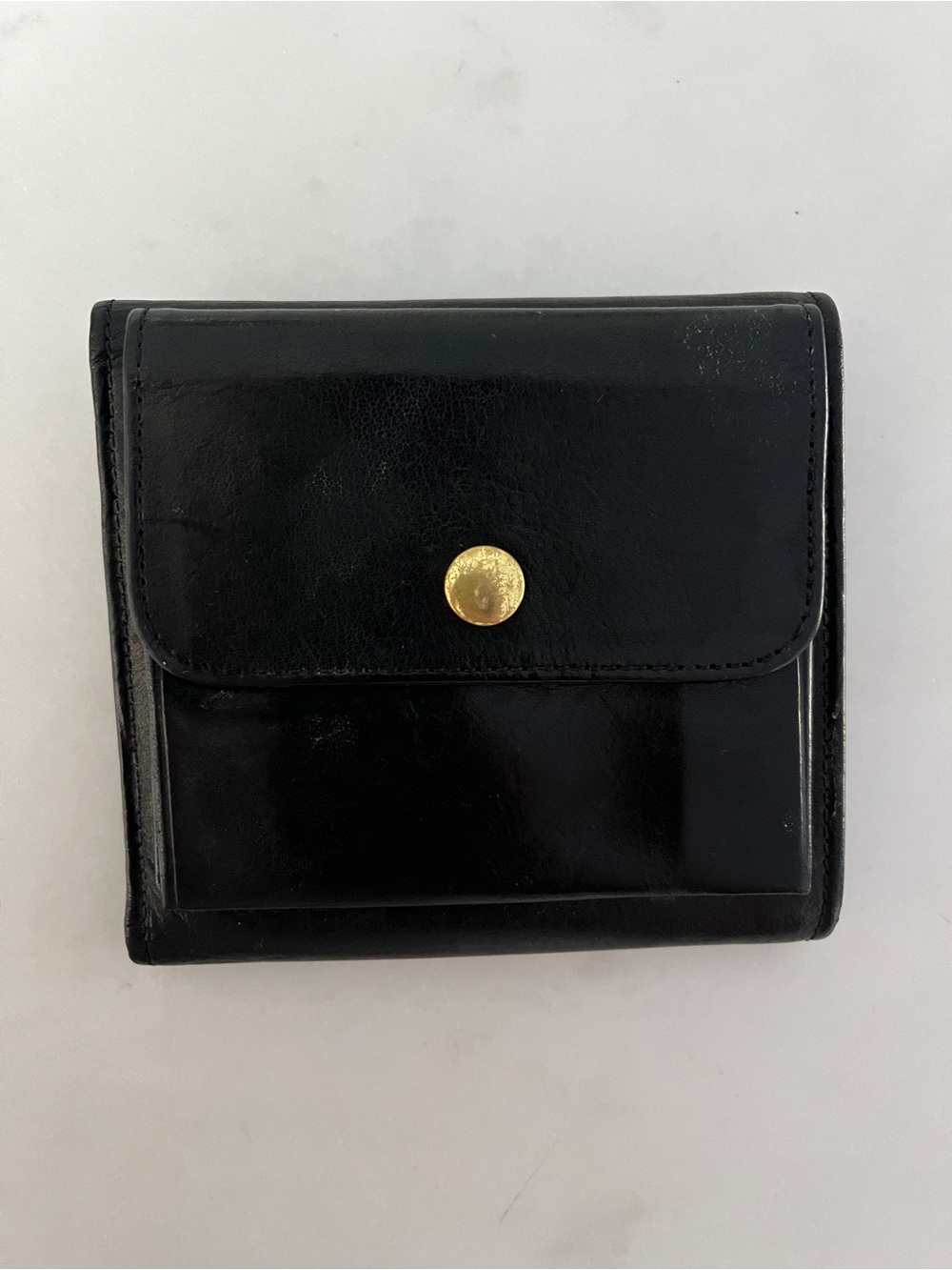 Vintage Coach Black Leather Wallet with Gold Snap